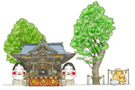 御朱印等、神社で使われるイラストを手描きで描いています。