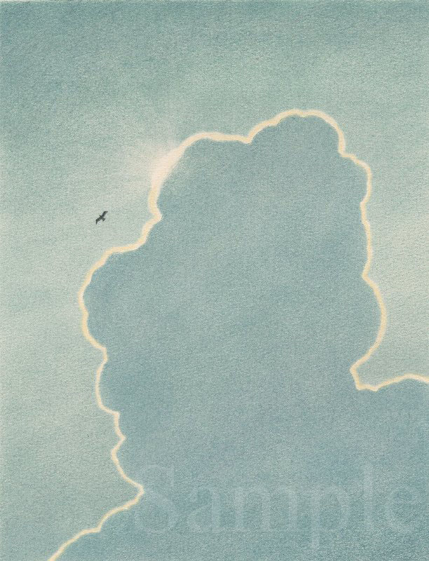 雲と共に　イラスト　色鉛筆
