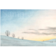 北海道・美瑛 ２《色鉛筆》(30cm×20cm)冬の美瑛の夕暮れ、綺麗過ぎです。