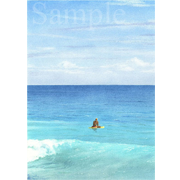 ライフセーバー（新島・羽伏浦海岸）《色鉛筆》(22.5cm×31.5cm)2012年夏に初めて訪れた新島。羽伏浦海岸という素晴らしく美しい海岸がありました。夏休みも終わりの方だったので海水浴やサーファーも少なかったので、ライフセーバーの方は訓練をしていました。