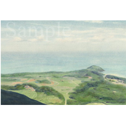 沖縄・石垣島・マーペ（野底岳）からの眺め《色鉛筆》(40cm×27cm)沖縄・石垣島北部に野底岳、地元でマーぺと呼ばれる標高250ｍくらいのとんがり山があります。てっぺんは人が２、３人立てるくらいの岩ですが、周りが一望でき壮観です。宿のおばさんは以前、良くここに登って下界を見ると「なんて自分は小さいことをくよくよ考えているんだろう」と思ったそうです。