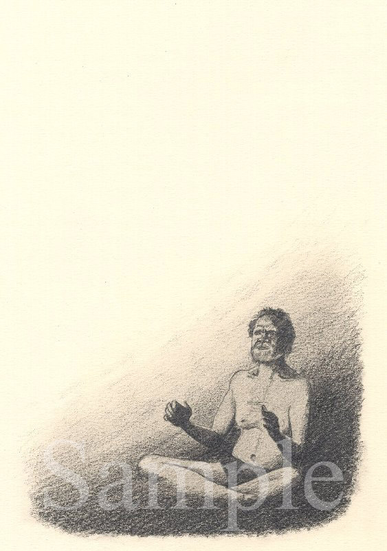 「祈り」　イラスト　色鉛筆　アボリジニ