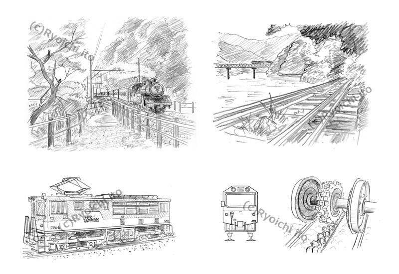 「ローカル鉄道の解剖図鑑」　富山地方鉄道　イラスト　鉛筆画 | 下北沢イラスト制作所　手描きのイラスト　いとう良一