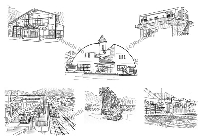「ローカル鉄道の解剖図鑑」　三陸鉄道　イラスト　鉛筆画 | 下北沢イラスト制作所　手描きのイラスト　いとう良一