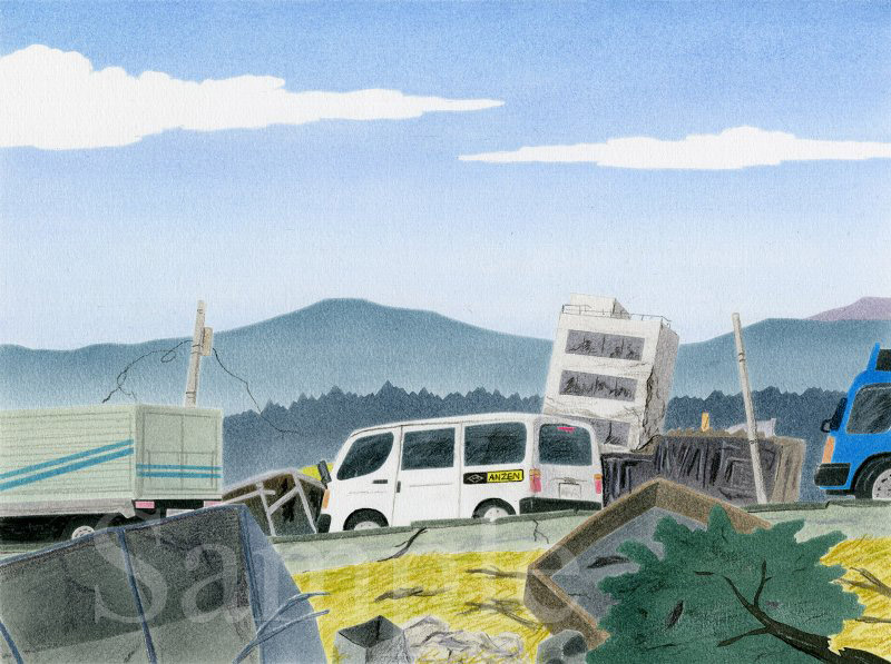 イラスト　色鉛筆　安全自動車ムービー7