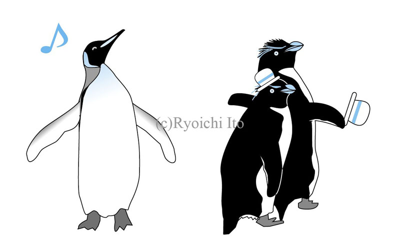 イラスト　『やっぱりペンギンは飛んでいる!!』　ペンギンに会える施設表のためのイラスト