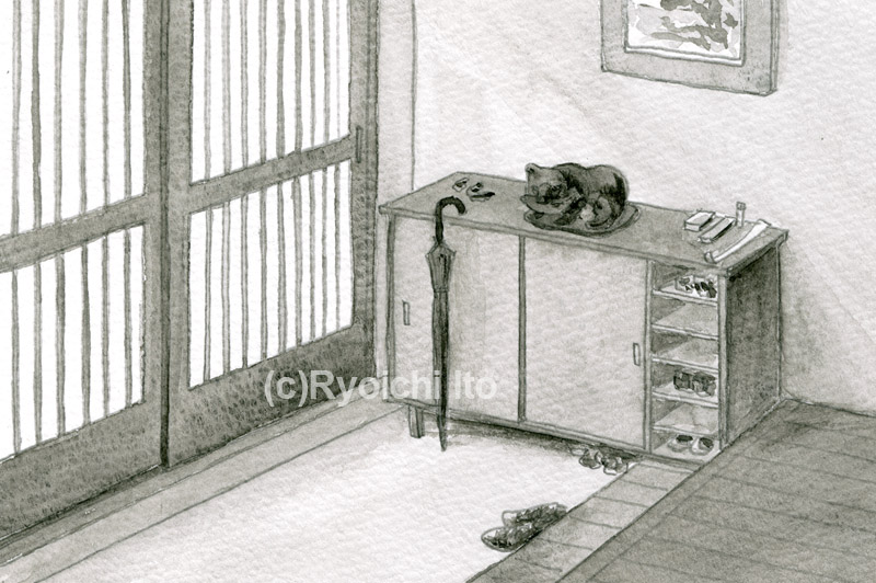 「ある高齢者の豊かな生活　1-1」　安田衣央　イラスト　透明水彩　集英社　青春と読書