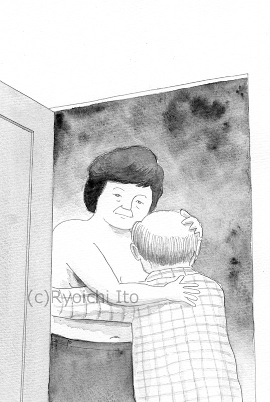 「ある高齢者の豊かな生活　11」　安田衣央　イラスト　透明水彩　集英社　青春と読書