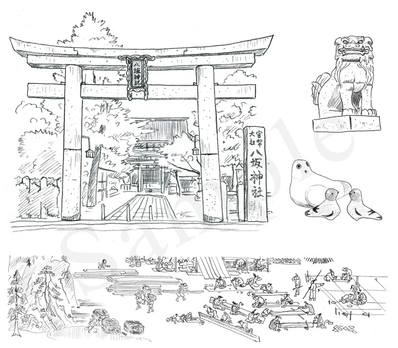 神社の解剖図鑑 イラスト 鉛筆 下北沢イラスト制作所 手描きのイラスト いとう良一