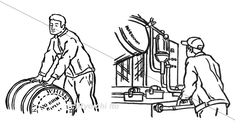 「ジャパニーズ・ウイスキーで世界に挑む 新世代蒸留所からの挑戦状」　repicbook　ウイスキー蒸留製造工程　イラスト　透明水彩 | 下北沢イラスト制作所　手描きのイラスト　いとう良一